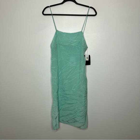 NWT MATIN Square Neck Silk Slip Dress Opal Blue US 4 - Picture 1 of 7